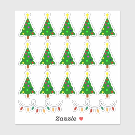 Kerstboom en verlichting Stickers, Vakantieplanner Sticker (Vel)
