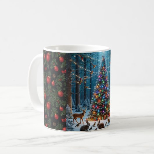 Kerstboom en versiering koffiemok (Voorkant links)