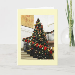 kerstboom en versieringen feestdagen kaart