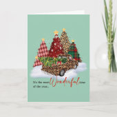 Kerstboom en vrachtwagenontwerp feestdagen kaart (Voorkant)