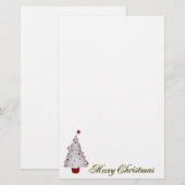 kerstboom en vrolijk kerstfeest briefpapier (Voorkant / Achterkant)