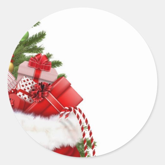 Kerstboom en witte Sjabloon Ronde Sticker (Voorkant)