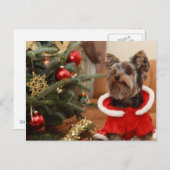 Kerstboom en Yorkie puppy Feestdagenkaart (Voorkant / Achterkant)