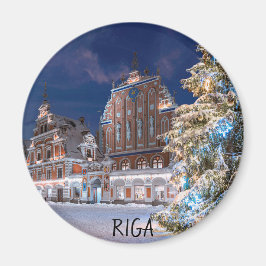 Kerstboom en Zwartehoofdenhuis in Riga magneet