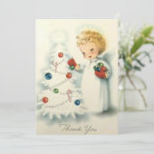 Kerstboom engel in retro stijl feestdagenkaart (Staand voorkant)