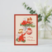 Kerstboom Engelen Versieren Kerstkaart Feestdagenkaart (Staand voorkant)