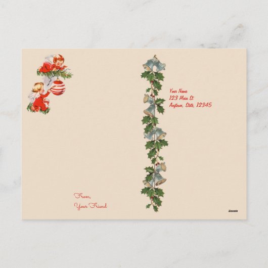 Kerstboom Engelen Versieren Kerstkaart Feestdagenkaart (Achterkant)