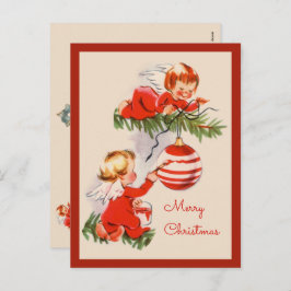 Kerstboom Engelen Versieren Kerstkaart Feestdagenkaart