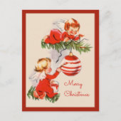 Kerstboom Engelen Versieren Kerstkaart Feestdagenkaart (Voorkant)