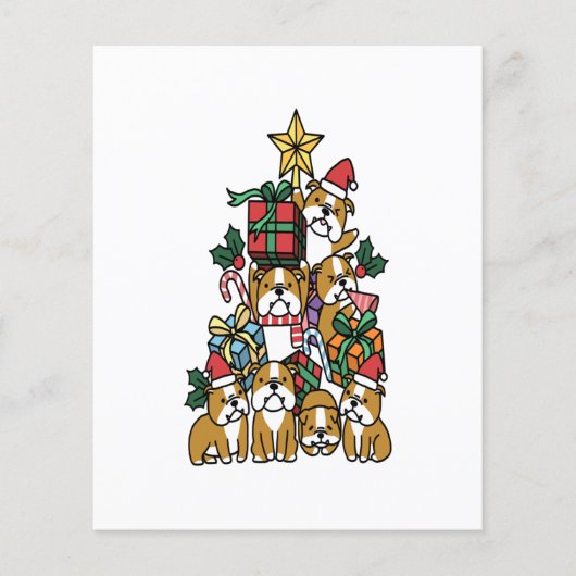 Kerstboom Engelse Bulldog Dog Long Slaper Flyer (Voorkant)