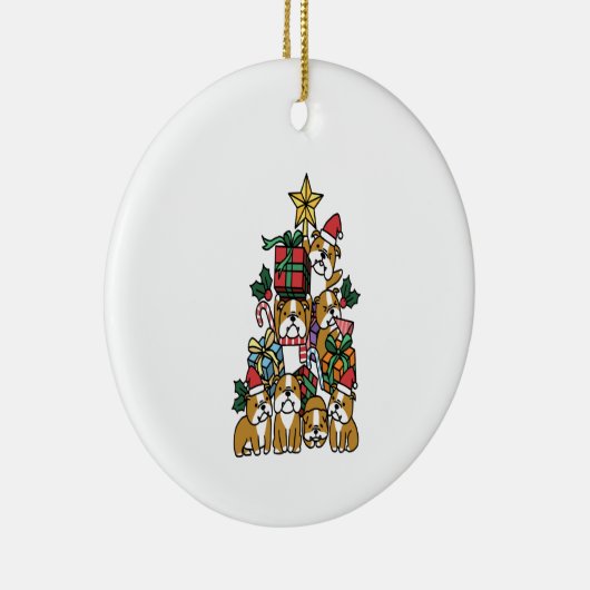 Kerstboom Engelse Bulldog Dog Long Slaper Keramisch Ornament (Rechts)