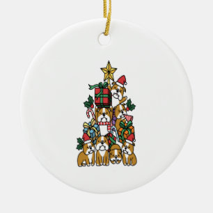 Kerstboom Engelse Bulldog Dog Long Slaper Keramisch Ornament