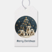Kerstboom Engelse Bulldog Puppies Cadeaulabel (Voorkant)
