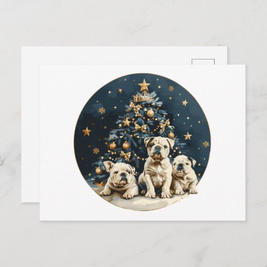 Kerstboom Engelse Bulldog Puppies Feestdagenkaart (Voorkant / Achterkant)