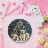 Kerstboom Engelse Bulldog Puppies Papieren Bordje (Feest)