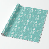 Kerstboom-Evergreen Tree-Pine Tree Lichtblauw Cadeaupapier (Uitgerold)