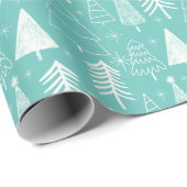 Kerstboom-Evergreen Tree-Pine Tree Lichtblauw Cadeaupapier (Rol Hoek)