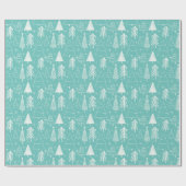 Kerstboom-Evergreen Tree-Pine Tree Lichtblauw Cadeaupapier (Vlak)