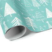 Kerstboom-Evergreen Tree-Pine Tree Lichtblauw Cadeaupapier (Rol Hoek)