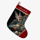 Kerstboom Fairy Angel Stocking - Gepersonaliseerd Grote Kerstsok (Voorkant (Hangend))