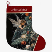 Kerstboom Fairy Angel Stocking - Gepersonaliseerd Grote Kerstsok (Voorkant)