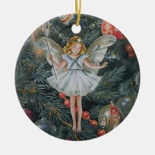 Kerstboom Fairy Ornament, gepersonaliseerd Keramisch Ornament (Voorkant)