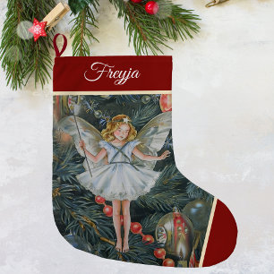 Kerstboom Fairy Stocking, gepersonaliseerd Grote Kerstsok