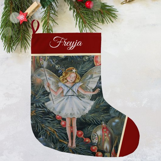 Kerstboom Fairy Stocking, gepersonaliseerd Grote Kerstsok