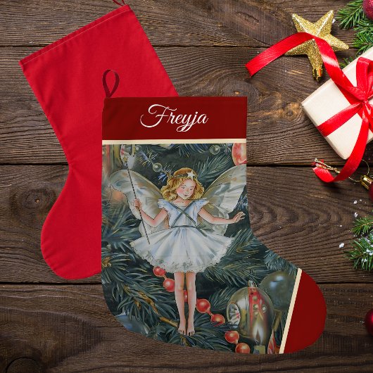 Kerstboom Fairy Stocking, gepersonaliseerd Grote Kerstsok