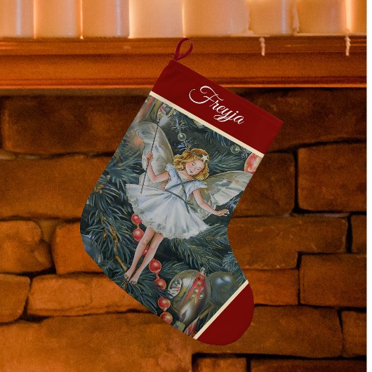 Kerstboom Fairy Stocking, gepersonaliseerd Grote Kerstsok