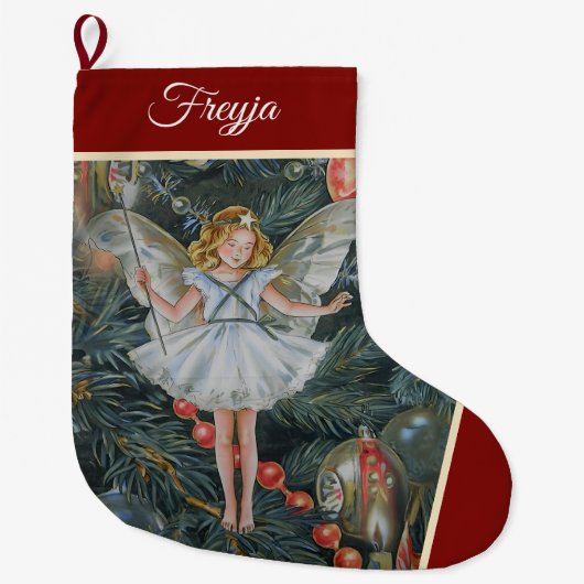 Kerstboom Fairy Stocking, gepersonaliseerd Grote Kerstsok (Voorkant)