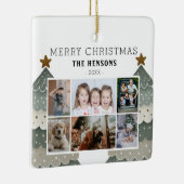 Kerstboom Familie 6 Fotocollage Keramisch Ornament (Rechts)