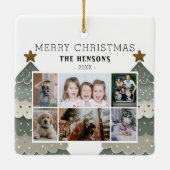 Kerstboom Familie 6 Fotocollage Keramisch Ornament (Achterkant)