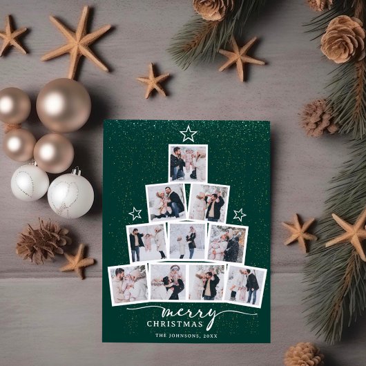 Kerstboom Familie Foto Collage Feestdagenkaart