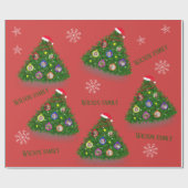 Kerstboom familie foto Lijst Cadeaupapier (Vlak)