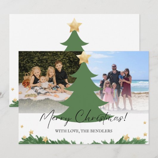 Kerstboom Familie Kerstkaart (Voorkant / Achterkant)