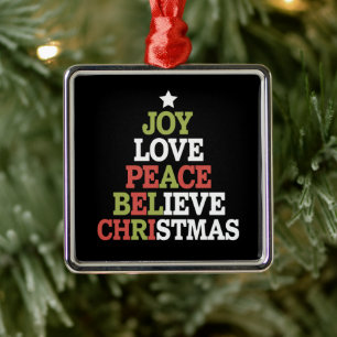 Kerstboom Familie Vrede Liefde Geluk Geloven  Metalen Ornament