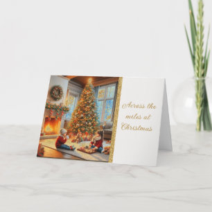 Kerstboom familiekaart over de mijlen heen feestdagen kaart