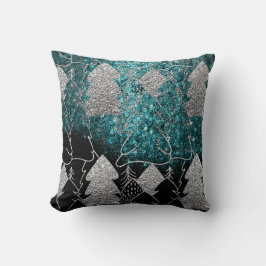 Kerstboom Fancy Glitter Ocean Blue Grey Kussen