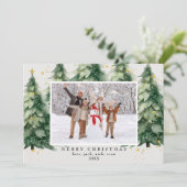 Kerstboom Faux Glitter 2 Foto Kerstmis Feestdagenkaart (Staand voorkant)