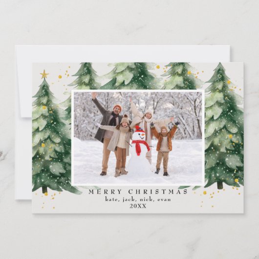 Kerstboom Faux Glitter Foto Kerstmis Feestdagenkaart (Voorkant)