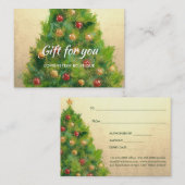 kerstboom Faux Gold Foil | Cadeaubon Kortingskaartje (Voorkant / Achterkant)