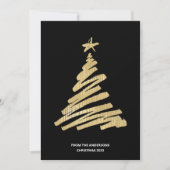 kerstboom Faux Gold Foil en Black Feestdagenkaart (Voorkant)