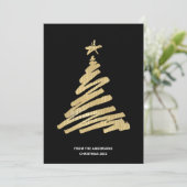 kerstboom Faux Gold Foil en Black Feestdagenkaart (Staand voorkant)
