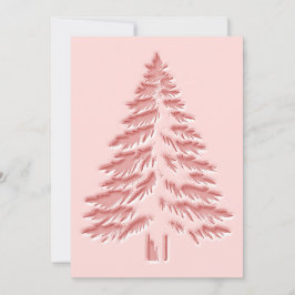 Kerstboom Faux Reliëf Vervaagd Chic Roze Feestdagenkaart
