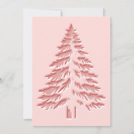 Kerstboom Faux Reliëf Vervaagd Chic Roze Feestdagenkaart (Voorkant)