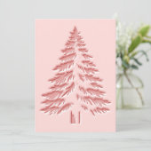 Kerstboom Faux Reliëf Vervaagd Chic Roze Feestdagenkaart (Staand voorkant)