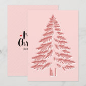 Kerstboom Faux Reliëf Vervaagd Chic Roze Feestdagenkaart (Voorkant / Achterkant)