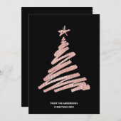 kerstboom Faux Roos Gold Foil en Black Feestdagenkaart (Voorkant / Achterkant)
