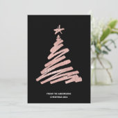 kerstboom Faux Roos Gold Foil en Black Feestdagenkaart (Staand voorkant)